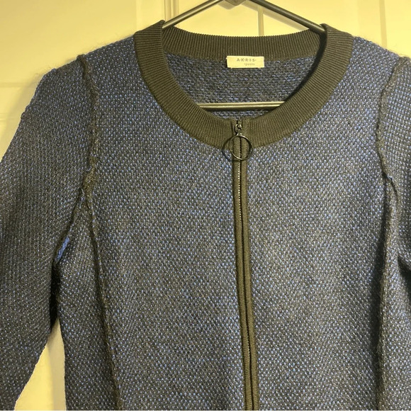 AKRIS Punto Women's Navy Blue Zip Up Jacket Mohair Blend Luxury Sweater Size 8 - Picture 5 of 16